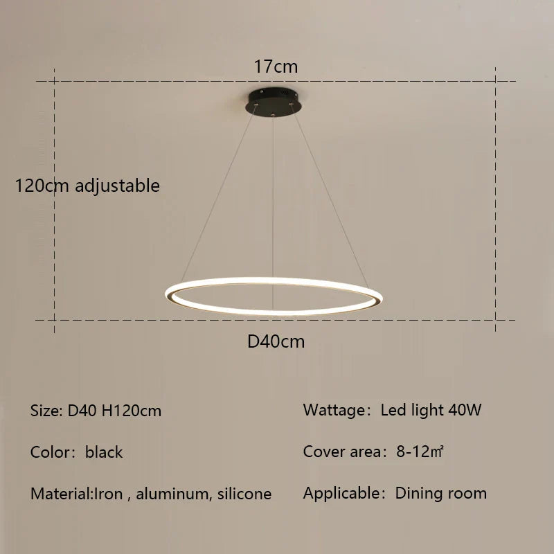 Nordic Round LED Ring Chandelier for Living Dining Bedroom