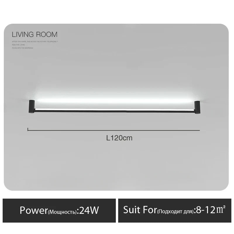 Black Bar Linear Wall Light for Living and Dining Room Lighting