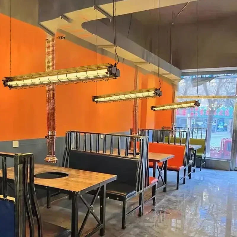 Long Bar Restaurant Pendant Light: Industrial Style for Coffee Shop and Office
