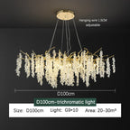Frosted Aluminum Golden Branch Crystal Chandelier