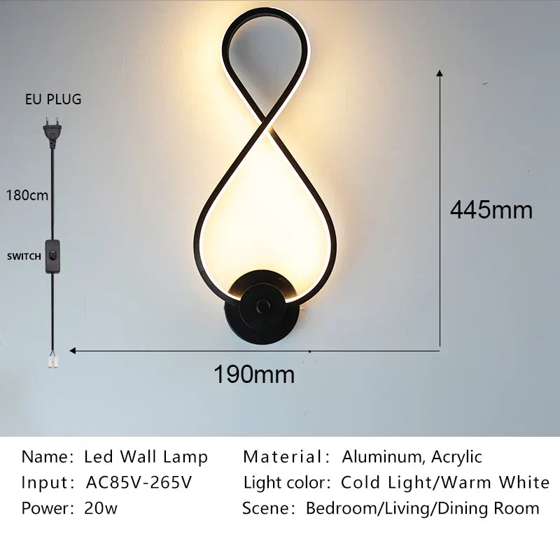 Modern Nordic LED Wall Lamp Sconce Light for Bedroom Living Room Aisle