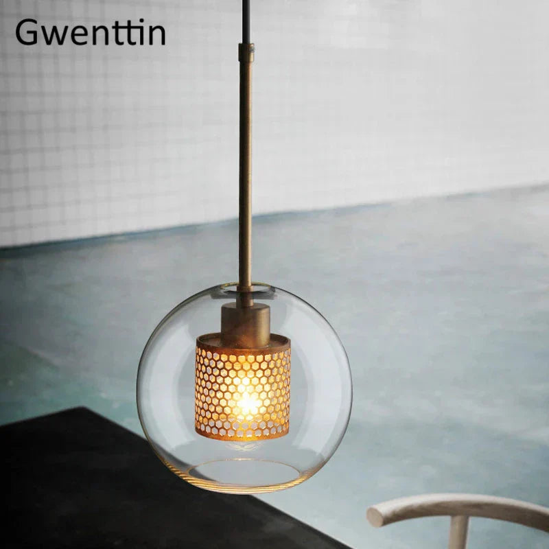 Nordic Glass Pendant Light | Modern Kitchen Dining Hanging Lamps | Industrial Loft LED Fixture