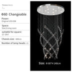 Crystal Chandelier for High Ceilings Living Room - Modern Luxury Spiral Stair Pendant Lamp