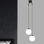 Double Glass Ball Pendant Light Fixture for Bedroom Ceiling Lighting