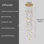 Crystal Chandelier Pendant Light for Luxury Staircase