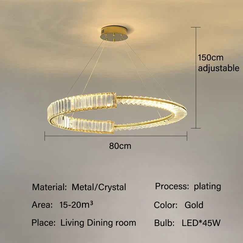 Crystal Chandeliers: Modern Luxury LED Lighting Fixture for Living, Dining, and Bedroom