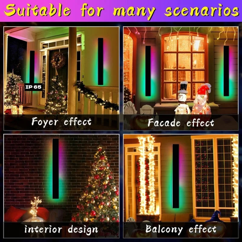 RGB Long Wall Lamp: Smart Remote Control, Indoor/Outdoor, IP65, Christmas, Home Decor