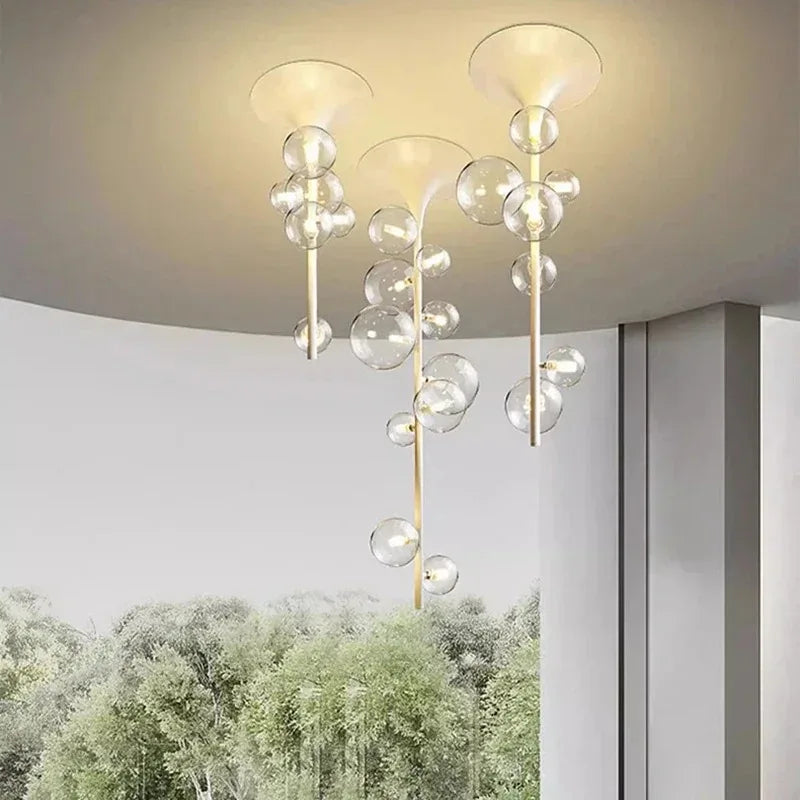 LED Bubble Chandelier Clear Glass Ball Pendant Lamp for Dining Room & Bar