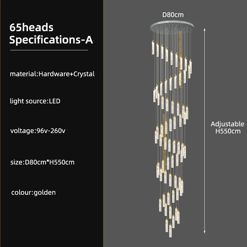 Crystal Ceiling Chandelier: Modern Nordic Design, Long Staircase Pendant Lamp