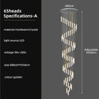 Crystal Ceiling Chandelier: Modern Nordic Design, Long Staircase Pendant Lamp