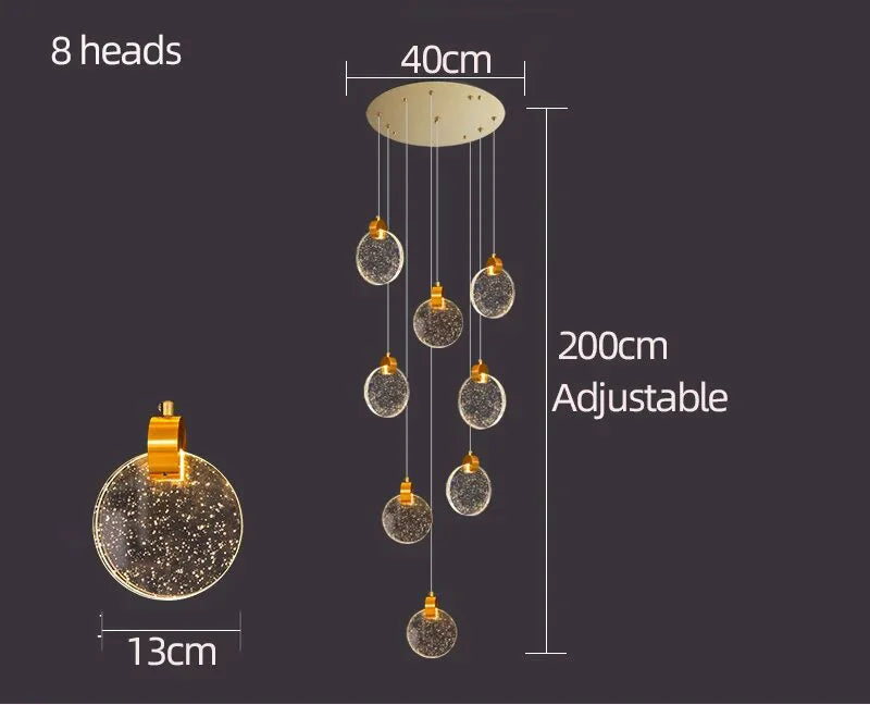 Crystal Chandelier LED Pendant Light for Modern Duplex Building Staircase