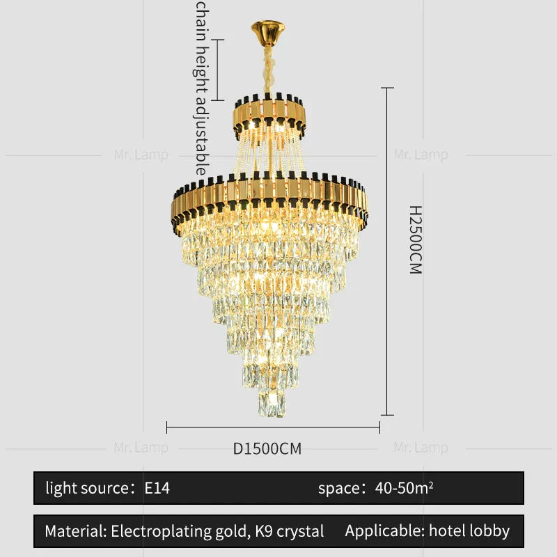 Crystal Chandelier: Modern Luxury for Duplex Villa, Hotel, Club, and Banquet Hall