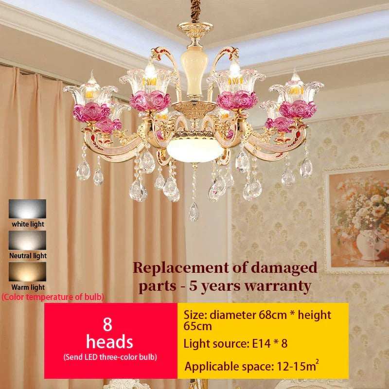 Flower Candle Villa Chandelier for Luxury Living and Dining Rooms