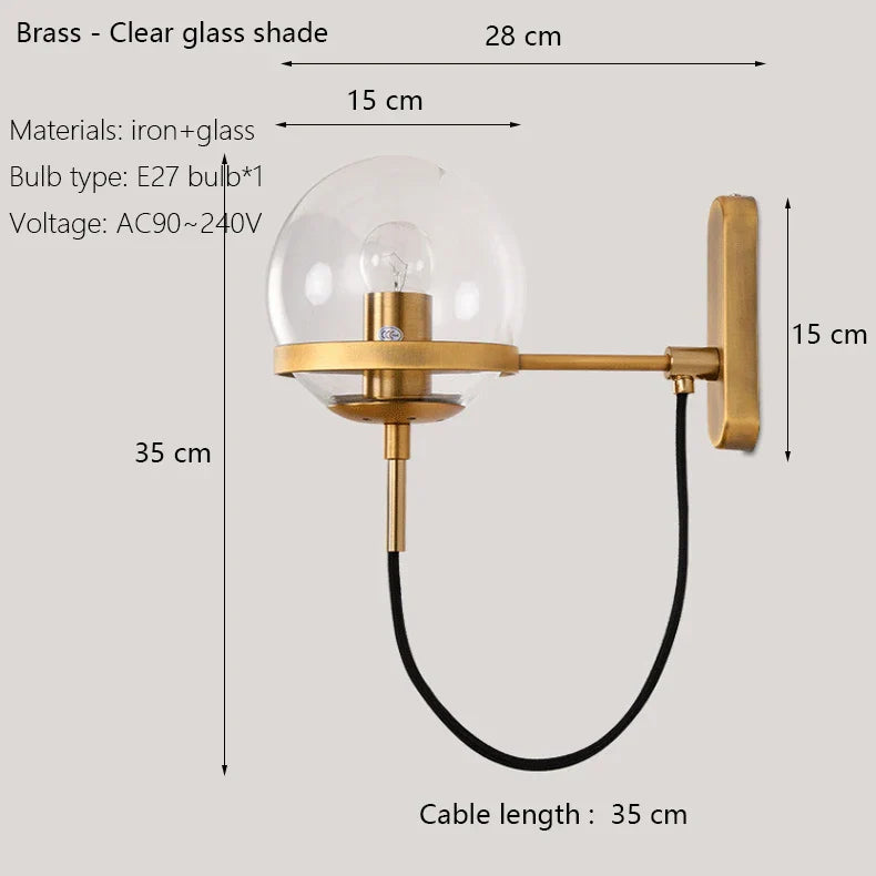 Glass Shade Wall Sconce Lamps for Hotel Bedroom LED Lights