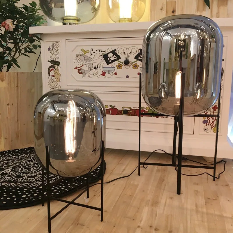 Nordic Glass LED Floor Table Lamp for Home Hotel Bedroom Lighting