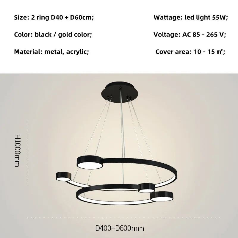 LED Ring Chandelier: Modern Nordic Hanging Light for Dining, Living Room, and Lobby