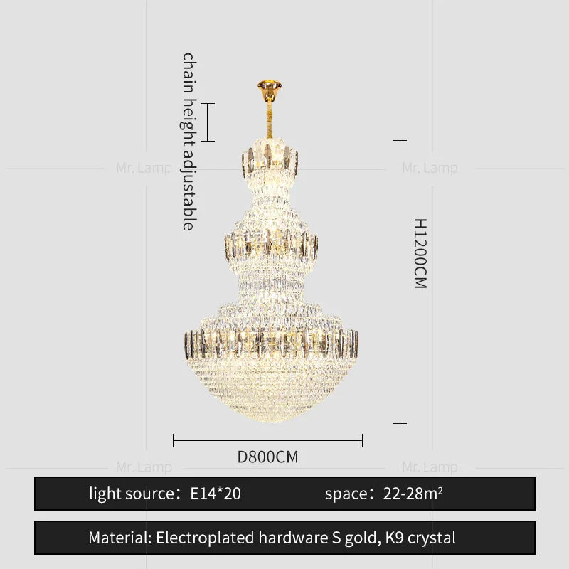 Light Luxury Crystal Chandelier: Postmodern Elegance for Hotels, Villas, and Duplexes