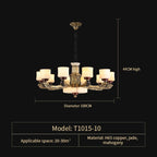 All Copper Marble Jade Chandelier: Luxury Living Room Hall Bedroom Lighting