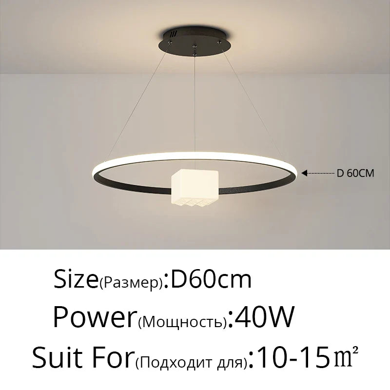 LED Chandelier: Modern White Hanging Light for Living Room Kitchen, Indoor Decor Lamps