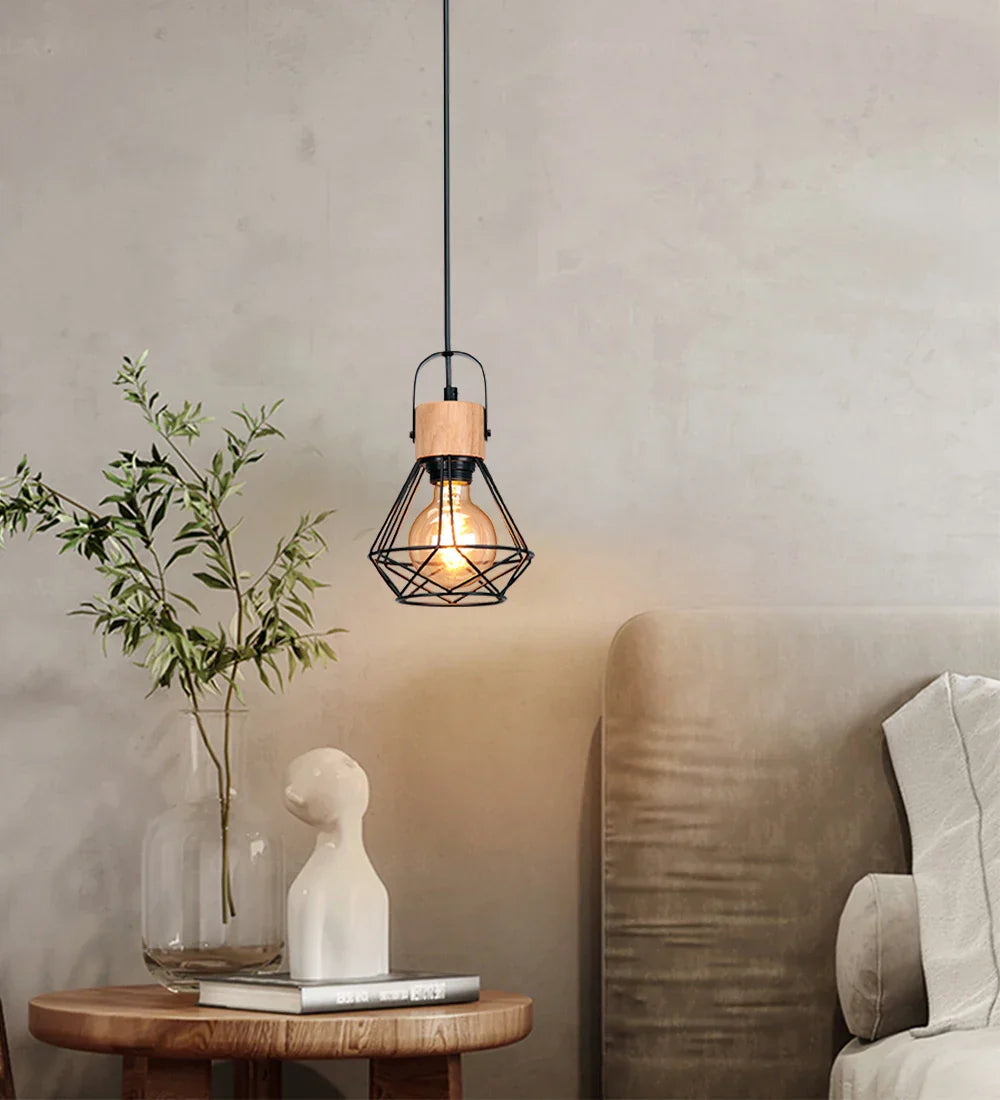 Nordic Solid Wood Pendant Lights 1/3 Heads Wall Lamp for Home Restaurant Hotel