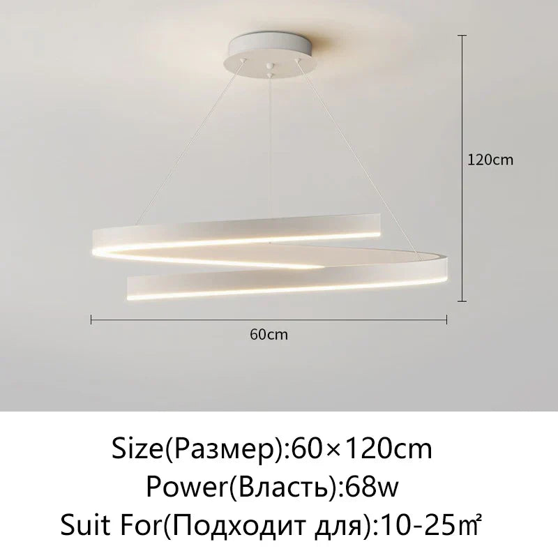 Spiral Aluminum LED Chandelier for Kitchen Dining Bedroom Suspension Luminaire