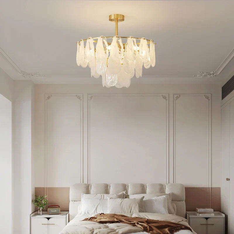 Crystal Chandelier: Modern Brass Luxury for Living Room & Bedroom
