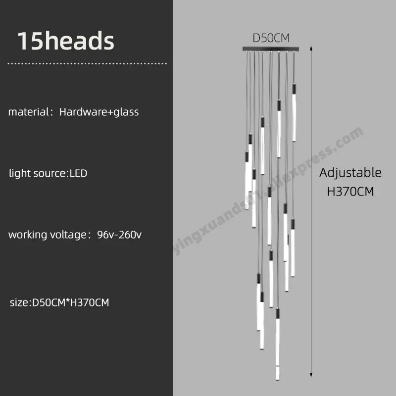 Modern LED Chandelier Pendant Light for Loft Staircase Lighting