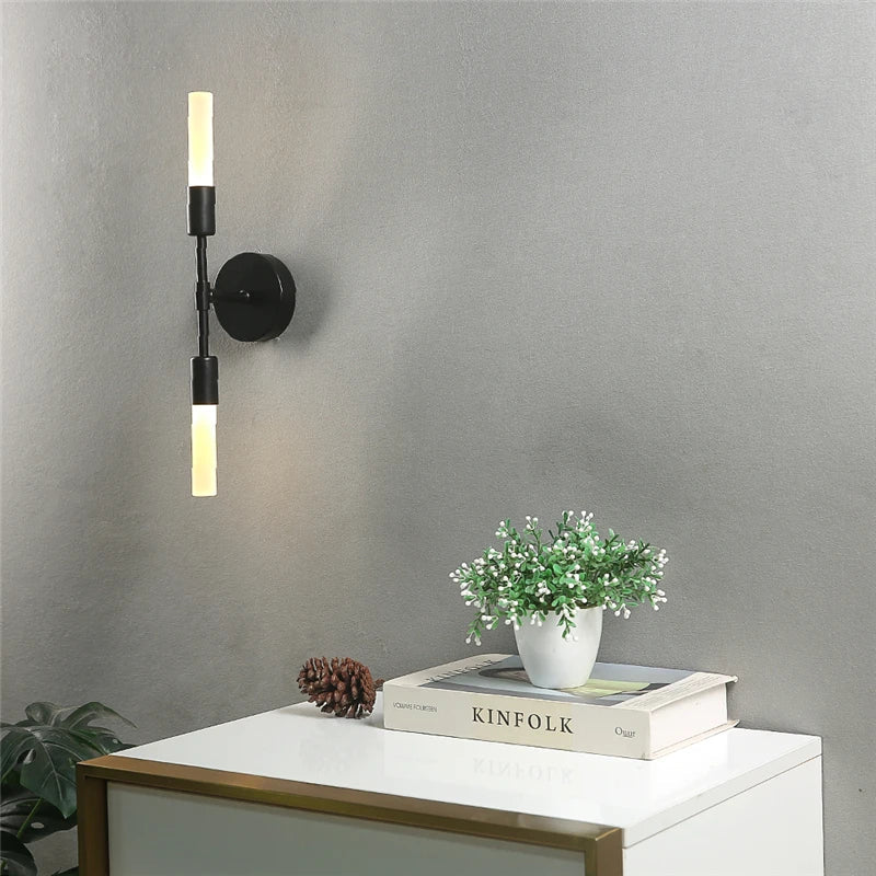 Modern Creative Glass Wall Lamps Ceiling Lighting 2-Heads Black Golden Fixture