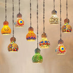 Turkish Mosaic Chandelier: Colorful Stained Glass Pendant Lamp