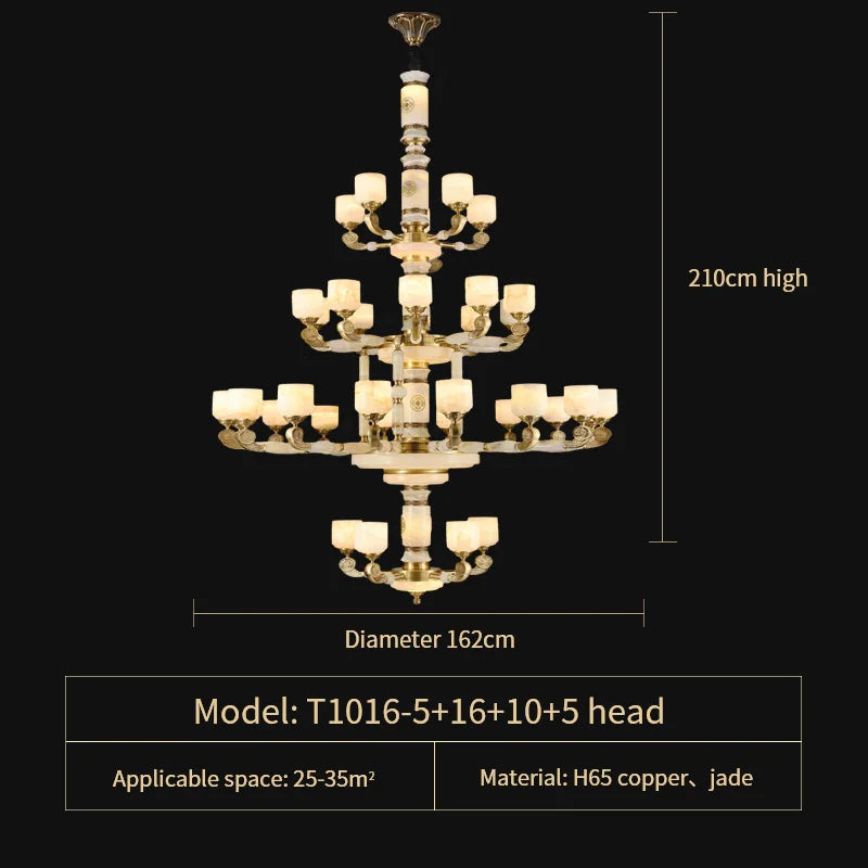 Zen Jade Chandelier: Modern Chinese Style Living Room Lamp for Villa, Restaurant, and Building