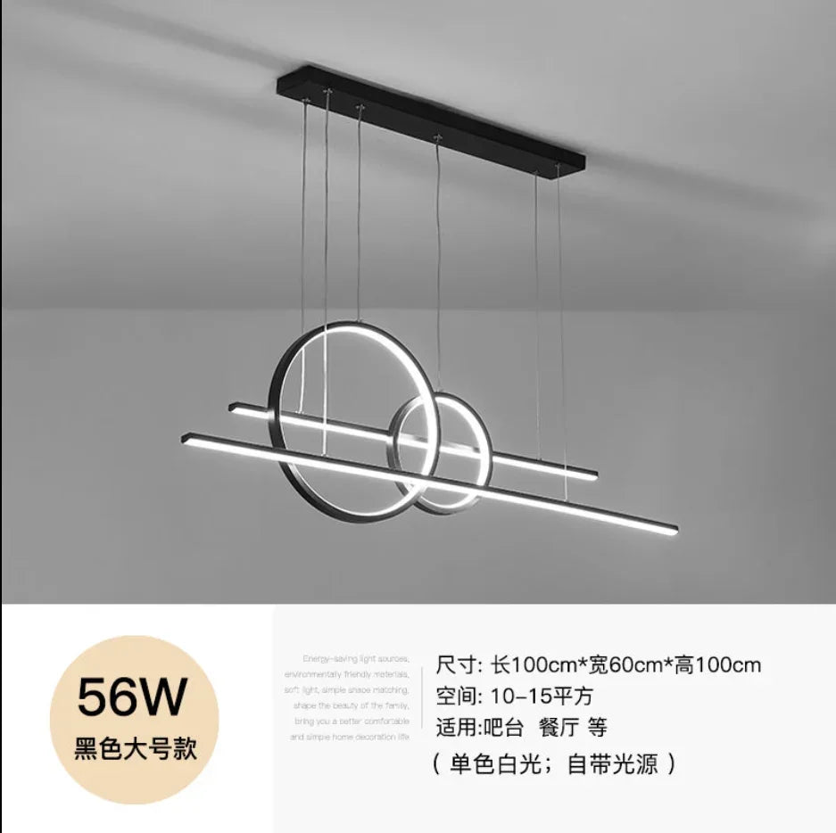 Gold Black Dimmable LED Chandelier for Dining Room Kitchen Bar Lighting