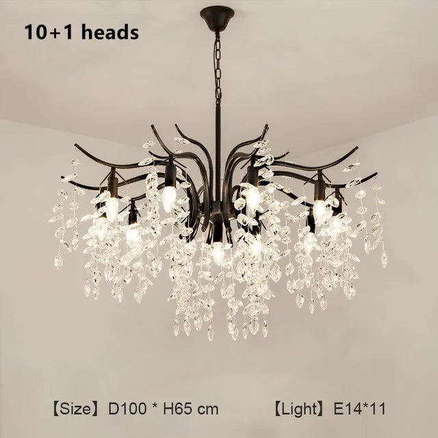 Crystal Chandelier: Modern Luxury LED Branch Lighting for Living Room & Bedroom