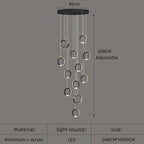 Aluminum LED Chandelier: Luxury Crystal Round Hanging Lamps for Staircase and Attic