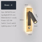 Dimmable LED Wall Sconce Rotation Reading Light for Bedroom Living Room