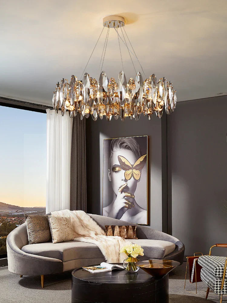 Crystal Chandelier: Elegant Ceiling Hanging Light for Living Room & Dining Table