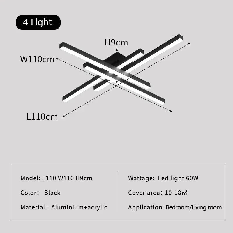 Linear LED Ceiling Lamp for Living Room Bedroom Lighting Fixtures