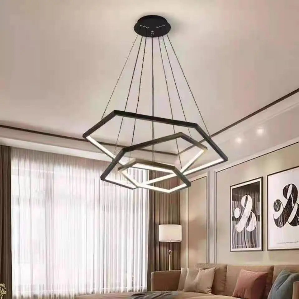 Modern Luxury Hexagon LED Pendant Chandelier for Living Room and Bedroom