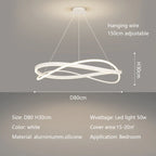 Minimalist Curve Ring LED Pendant Light for Living Dining Bedroom Chandelier