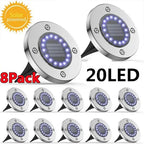 Solar Power Disk Light - Outdoor Garden LED Spotlight for Deck and Buried Decoration