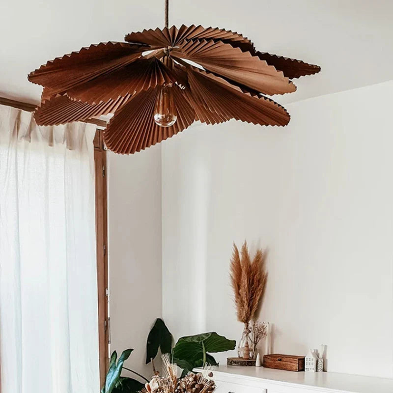 Wabi Sabi Fan Chandelier Pendant Light: Japanese Inspired Handmade Retro Leaves Design