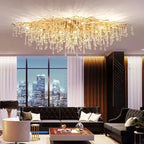 Water Drop Crystal Golden Chandelier for Living Room and Hotel Hall