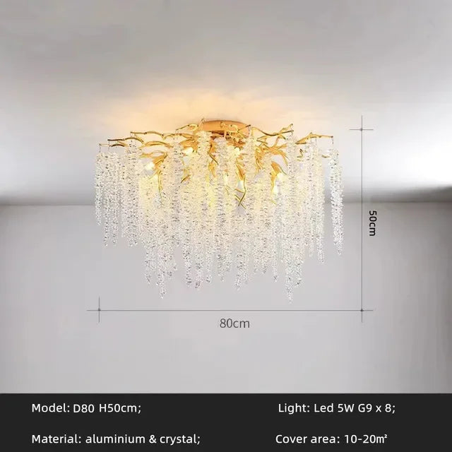 Gold Glass LED Crystal Chandeliers for Luxe Dining Room Decor