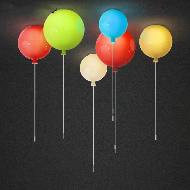 Colorful Balloon Memory LED Wall Lamp Pull Switch Bedroom Sconce E27 Bulbs