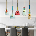 Glass Bedside Pendant Light: Modern Colorful Chandelier for Kitchen Coffee Bedroom