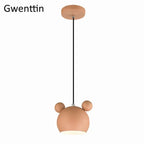 Cartoon Mouse Pendant Light: Nordic Iron Hanging Lamp for Children's Room, LED Lighting Fixtures