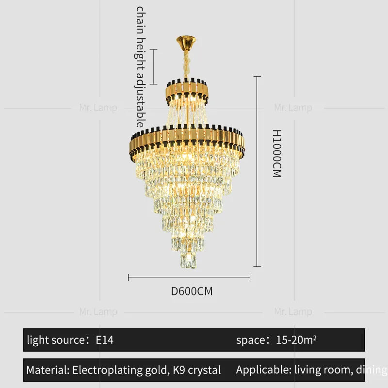 Crystal Chandelier: Modern Luxury for Duplex Villa, Hotel, Club, and Banquet Hall