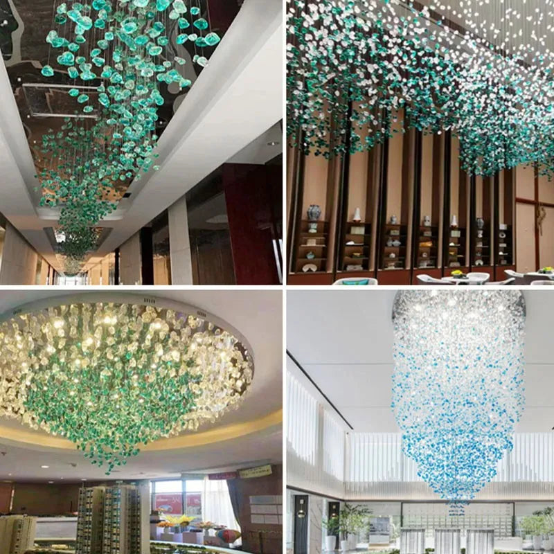 Modern Luxury Glass Stone Chandelier for Living Room LED Pendant Light