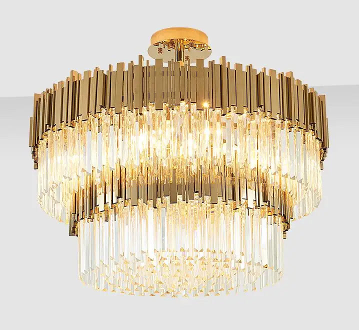 Crystal LED Chandelier: Adjustable Metal Hanging Lamp for Living Room, Dining, Bedroom