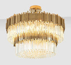 Crystal LED Chandelier: Adjustable Metal Hanging Lamp for Living Room, Dining, Bedroom