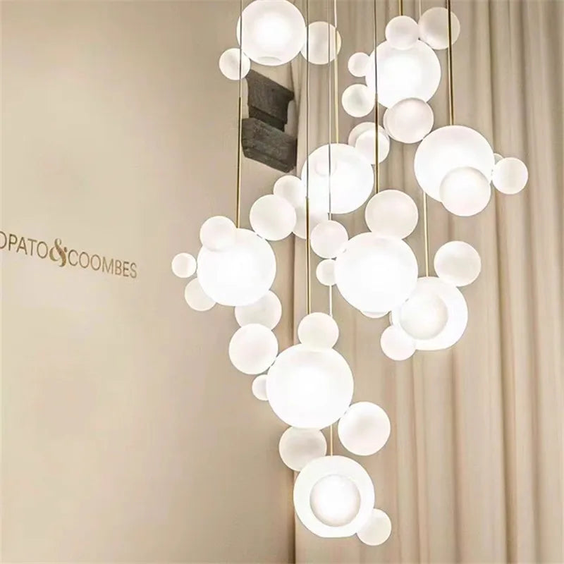 Mickey Bubble Chandeliers: Nordic Glass LED Lamp for Kitchen Home Decor